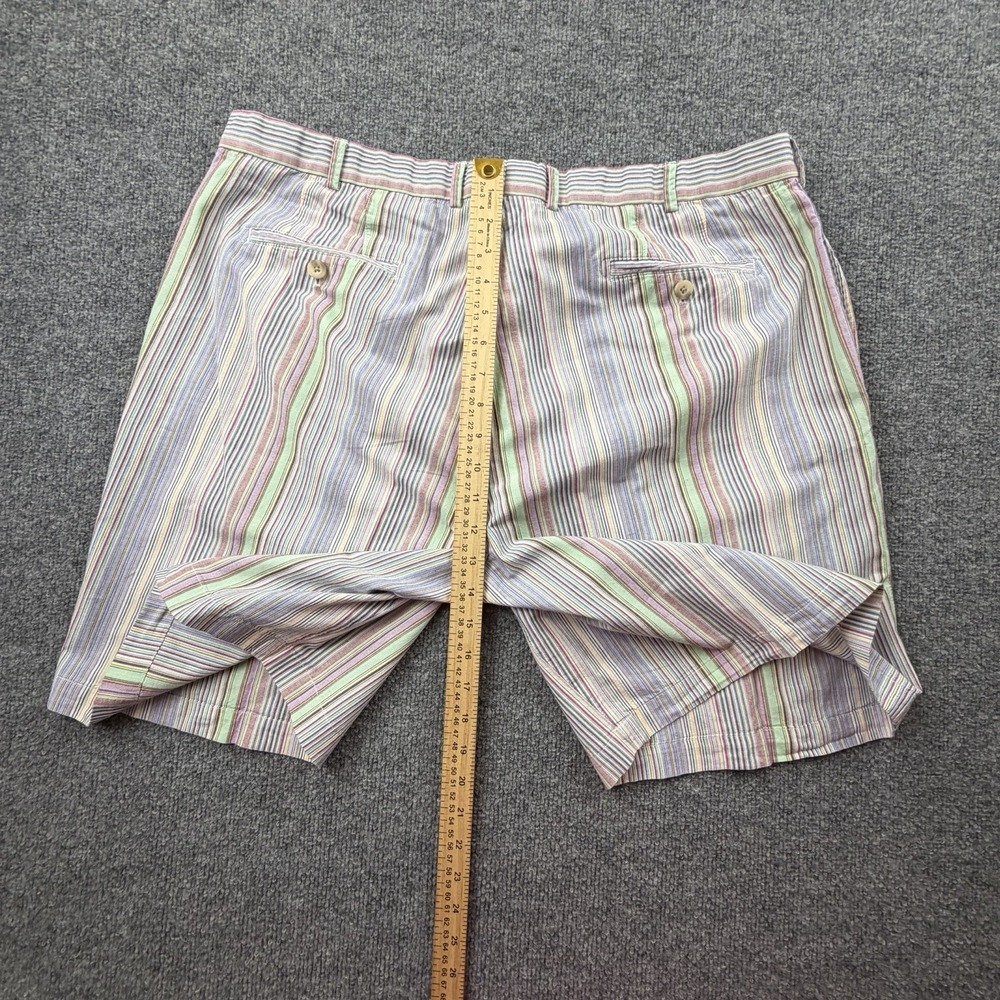 Peter Millar Mens Colorful Striped Cotton Shorts Size 40 Pockets Multicolor - Picture 6 of 8